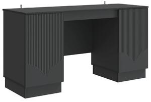 Asztal polcokkal tárolóval Fekete 142,5 x 50 x 75 cm Szerelt Fa