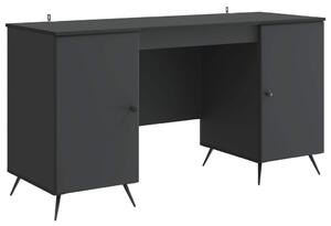 Asztal polcokkal tárolóval Fekete 142,5 x 50 x 75 cm Szerelt Fa