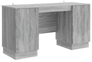 Asztal polcokkal Szürke Sonoma 142,5 x 50 x 75 cm Szerelt Fa