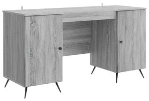 Asztal polcokkal Szürke Sonoma 142,5 x 50 x 75 cm Szerelt Fa