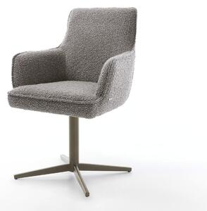DELIFE Étkezőszék Heira-Flex karfás bouclé ezüstszürke lábkereszt titán effekt felület 360° forgatható zsákrugós