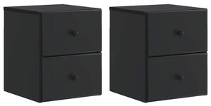 Fali éjjeli szekrény 2 pcs Fekete 34,5 x 33 x 40 cm Szerelt Fa
