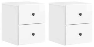 Fali éjjeli szekrény 2 pcs Magasfényű Fehér 34,5 x 33 x 40 cm