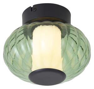 Design mennyezeti lámpa fekete 18 cm zöld üveggel, 3 fokozatban szabályozható LED-del - Margherite