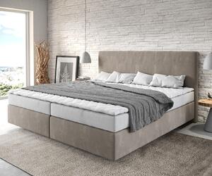 DELIFE Boxspring ágy Dream-Well mikroszálas bézs 200x200 cm bonell matrac PU topper