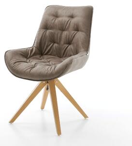 DELIFE Étkezőszék Taimi-Flex mikroszálas taupe vintage fa láb szögletes természetes