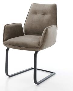 DELIFE Étkezőszék Zoa-Flex mikroszálas taupe vintage étkezőszék lapos fekete zsákrugós