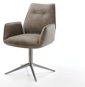 DELIFE Étkezőszék Zoa-Flex mikroszálas taupe vintage grafit láb 360° forgatható hintamechanizmus zsákrugós matrac