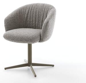 DELIFE Étkezőszék Caja-Flex karfás bouclé ezüstszürke fém láb titán effekt felület 360° forgatható zsákrugós