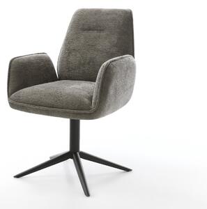 DELIFE Étkezőszék Zoa-Flex bouclé puha sötét bézs kereszt láb fekete 360° forgatható billenő zsákrugó