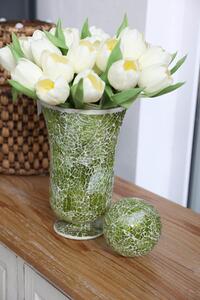 Zöld váza tördelt üvegből 27cm