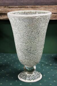 Fehér váza tördelt üvegből 29cm