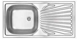 Deante Techno, rozsdamentes acél munkalap mosogató 1 kamrás Z/O 860x435x160 2" + szifon, szatén mintás, ZMU_011B