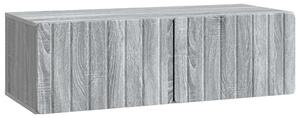 Fali TV szekrény Szürke Sonoma 98 x 41 x 30 cm Szerelt Fa