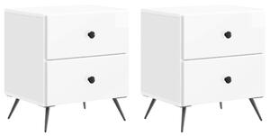 Éjjeliszekrény 2 pcs Magasfényű Fehér 43 x 34,5 x 47,5 cm