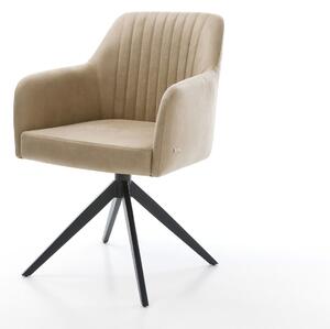 DELIFE Étkezőszék Greg-Flex mikroszálas bézs vintage kereszt láb széles fekete 360° forgatható billenő zsákrugós matrac