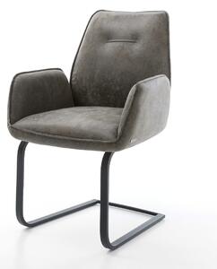DELIFE Étkezőszék Zoa-Flex mikroszálas szürke vintage étkezőszék lapos fekete zsákrugós
