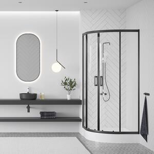 LAVEO DESNA félkör zuhanykabin zuhanytálcával 90x90x185 cm átlátszó üveg/fekete