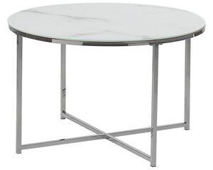 Fehér és ezüst márványhatású dohányzóasztal ⌀ 70cm QUINCY