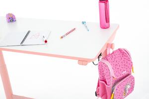 OfficeTech Kids állítható magasságú asztal, 100 x 50 cm, fehér / rózsaszín