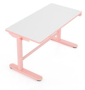 OfficeTech Kids állítható magasságú asztal, 100 x 50 cm, fehér / rózsaszín