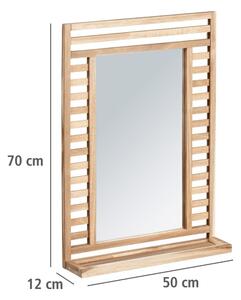 Fali tükör polccal, tömörfa kerettel 50x70 cm Acina – Wenko