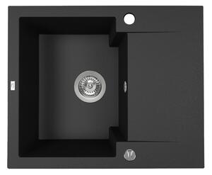 Laveo PICO 45S mini fekete szemcsés gránit mosogató helytakarékos szifonnal