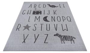 Letters szürke szőnyeg gyerekeknek, 120x170 cm - Ragami