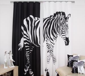 Fekete-fehér drapéria zebra mintával Szélesség: 160 cm | Hossz: 250 cm (2 darabos készletben)