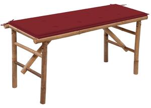 Összecsukható bambusz kerti pad párnával 118 cm