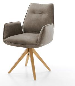 DELIFE Étkezőszék Zoa-Flex mikroszálas taupe vintage fa láb szögletes természetes zsákrugós