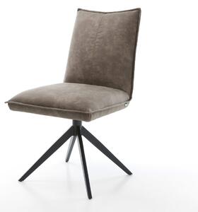 DELIFE Étkezőszék Lelio-Flex mikroszálas taupe vintage kereszt láb széles fekete 360° forgatható billenő zsákrugós matrac