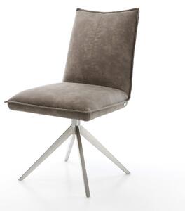 DELIFE Étkezőszék Lelio-Flex mikroszálas taupe vintage kereszt láb széles rozsdamentes acél 360° forgatható billenő zsákrugós