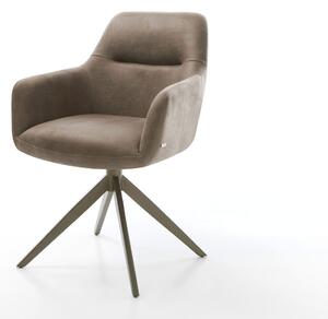 DELIFE Étkezőszék Pejo-Flex mikroszálas taupe vintage kereszt láb széles titán hatású 360° forgatható billenő zsákrugós