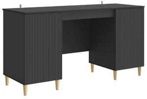Asztal polcokkal tárolóval Fekete 142,5 x 50 x 75 cm Szerelt Fa