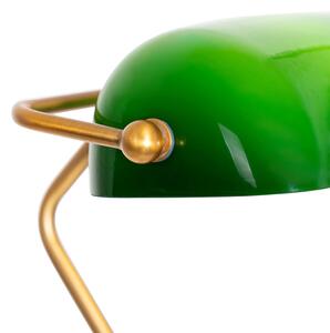 Klasszikus közjegyzői állólámpa bronz zöld üveggel - Banker