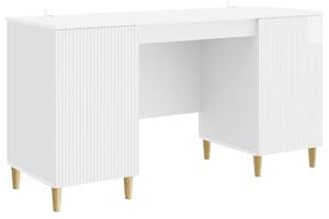Asztal polcokkal Magasfényű Fehér 142,5 x 50 x 75 cm Szerelt Fa