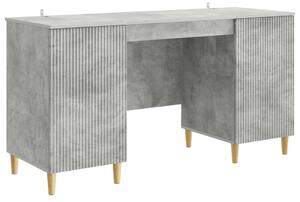 Asztal polcokkal Betonszürke 142,5 x 50 x 75 cm Szerelt Fa