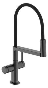 Mosogató csaptelep Hansgrohe Talis Select M54 PowderSpray forgó karral, 2 áram csiszolt fekete króm 72813340