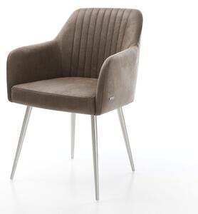 DELIFE Étkezőszék Greg-Flex mikroszálas taupe vintage 4 láb kúpos rozsdamentes acél zsákrugós