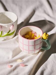 Sinsay - Kockás mintájú bögre tulipán alakú füllel - többszínű