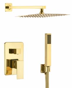Zen6 zuhanyszett beépíthető fali keverőcsappal és esőztető zuhanyfejjel arany, beépíthető