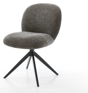 DELIFE Étkezőszék Nube-Flex bouclé puha sötét bézs kereszt láb széles fekete 360° forgatható billenő zsákrugós matrac