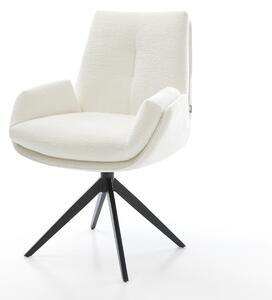 DELIFE Étkezőszék Clea-Flex bouclé puha bézs kereszt láb széles fekete 360° forgatható billenő