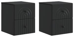 Fali éjjeli szekrény 2 pcs Fekete 33 x 34,5 x 40 cm Szerelt Fa