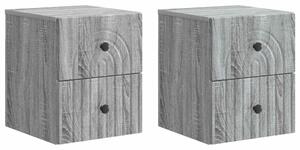 Fali éjjeli szekrény 2 pcs Szürke Sonoma 33 x 34,5 x 40 cm