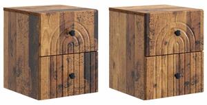 Fali éjjeli szekrény fiókkal 2 pcs Antik Fa 33 x 34,5 x 40 cm