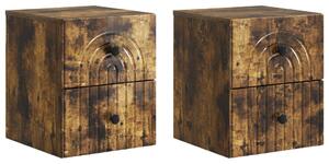 Fali éjjeli szekrény 2 pcs Füstös Tölgy 33 x 34,5 x 40 cm