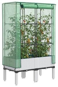 Rattan megjelenésű magaságyás melegháztakaróval 80x40x140 cm