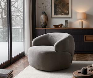 DELIFE Lounge fotel Nova 88x88 cm strukturált szövet puha szürke
